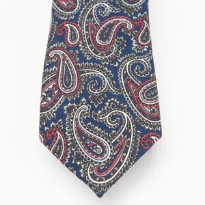 Vtg Resilio Silk Tie Mens 59 in Burgundy Blue Paisley Lined Skinny
